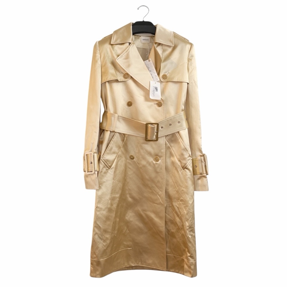 Khaite Jaden Trench Coat Cotton Blend Satin Belted Size 2 NWT $3570 - Picture 5 of 10